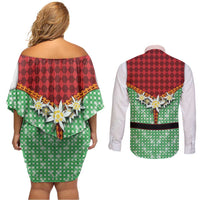 Germany Christmas Couples Matching Off Shoulder Short Dress and Long Sleeve Button Shirt Dirndl Xmas Style - Wonder Print Shop