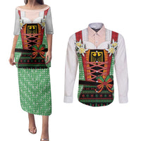 Germany Christmas Couples Matching Puletasi and Long Sleeve Button Shirt Dirndl Xmas Style - Wonder Print Shop