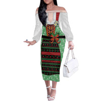 Germany Christmas Family Matching Off The Shoulder Long Sleeve Dress and Hawaiian Shirt Dirndl Xmas Style - Wonder Print Shop