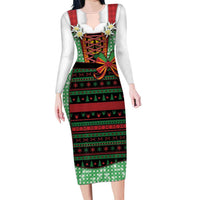 Germany Christmas Long Sleeve Bodycon Dress Dirndl Xmas Style - Wonder Print Shop