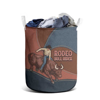 Bull Riding Laundry Basket Western Cowboy Denim And Leather Effect