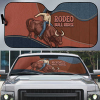 Bull Riding Auto Sun Shade Western Cowboy Denim And Leather Effect