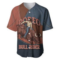 Bull Riding Baseball Jersey Western Cowboy Denim And Leather Effect