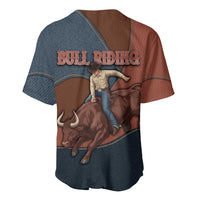 Bull Riding Baseball Jersey Western Cowboy Denim And Leather Effect