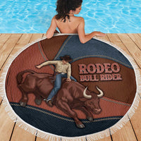 Bull Riding Beach Blanket Western Cowboy Denim And Leather Effect