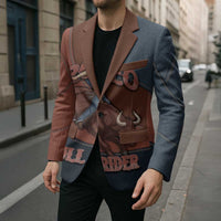 Bull Riding Blazer Western Cowboy Denim And Leather Effect