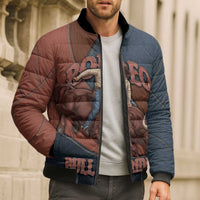 Bull Riding Bomber Puffer Jacket Western Cowboy Denim And Leather Effect