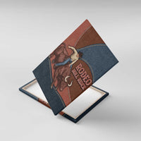 Bull Riding Canvas Wall Art Western Cowboy Denim And Leather Effect