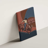 Bull Riding Canvas Wall Art Western Cowboy Denim And Leather Effect