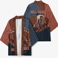 Bull Riding Kimono Western Cowboy Denim And Leather Effect