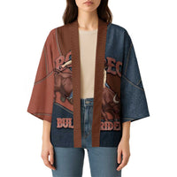 Bull Riding Kimono Western Cowboy Denim And Leather Effect
