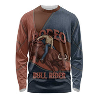 Bull Riding Long Sleeve Shirt Western Cowboy Denim And Leather Effect