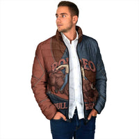 Bull Riding Padded Jacket Western Cowboy Denim And Leather Effect
