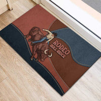 Bull Riding Rubber Doormat Western Cowboy Denim And Leather Effect