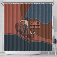 Bull Riding Shower Curtain Western Cowboy Denim And Leather Effect