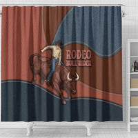 Bull Riding Shower Curtain Western Cowboy Denim And Leather Effect