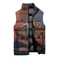Bull Riding Sleeveless Puffer Jacket Western Cowboy Denim And Leather Effect