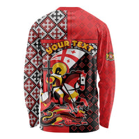 Personalized Georgia Long Sleeve Shirt Saint George Dragon Slayer Folk Pattern