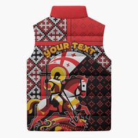 Personalized Georgia Sleeveless Puffer Jacket Saint George Dragon Slayer Folk Pattern