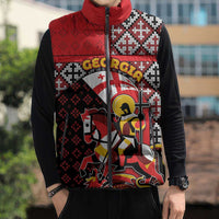 Personalized Georgia Sleeveless Puffer Jacket Saint George Dragon Slayer Folk Pattern