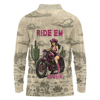 Cowgirl Long Sleeve Polo Shirt Running Wild Ride Or Die