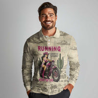 Cowgirl Long Sleeve Polo Shirt Running Wild Ride Or Die