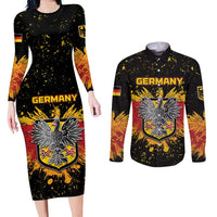 Personalized Germany Couples Matching Long Sleeve Bodycon Dress and Long Sleeve Button Shirt Bundeswappen Art Symbol - Wonder Print Shop