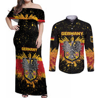 Personalized Germany Couples Matching Off Shoulder Maxi Dress and Long Sleeve Button Shirt Bundeswappen Art Symbol - Wonder Print Shop