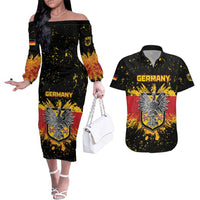 Personalized Germany Couples Matching Off The Shoulder Long Sleeve Dress and Hawaiian Shirt Bundeswappen Art Symbol - Wonder Print Shop