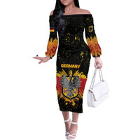 Personalized Germany Off The Shoulder Long Sleeve Dress Bundeswappen Art Symbol - Wonder Print Shop