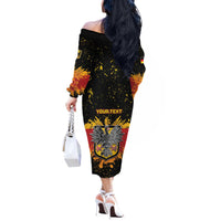 Personalized Germany Off The Shoulder Long Sleeve Dress Bundeswappen Art Symbol - Wonder Print Shop