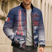 Personalized France Bomber Puffer Jacket Eiffel For Him - Wonder Print Shop