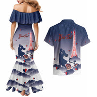 Personalized France Couples Matching Mermaid Dress and Hawaiian Shirt Eiffel For Him - Wonder Print Shop