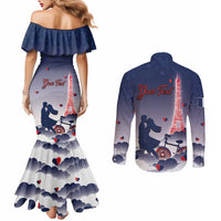 Personalized France Couples Matching Mermaid Dress and Long Sleeve Button Shirt Eiffel For Him - Wonder Print Shop