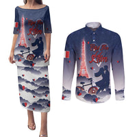 Personalized France Couples Matching Puletasi and Long Sleeve Button Shirt Eiffel For Him - Wonder Print Shop
