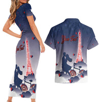 Personalized France Couples Matching Short Sleeve Bodycon Dress and Hawaiian Shirt Eiffel For Him - Wonder Print Shop