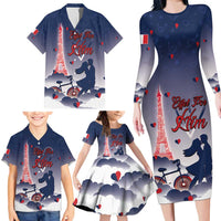 Personalized France Family Matching Long Sleeve Bodycon Dress and Hawaiian Shirt Eiffel For Him - Wonder Print Shop