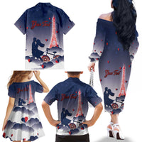 Personalized France Family Matching Off The Shoulder Long Sleeve Dress and Hawaiian Shirt Eiffel For Him - Wonder Print Shop