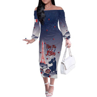 Personalized France Family Matching Off The Shoulder Long Sleeve Dress and Hawaiian Shirt Eiffel For Him - Wonder Print Shop