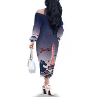 Personalized France Family Matching Off The Shoulder Long Sleeve Dress and Hawaiian Shirt Eiffel For Him - Wonder Print Shop