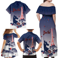 Personalized France Family Matching Off Shoulder Maxi Dress and Hawaiian Shirt Eiffel For Him - Wonder Print Shop