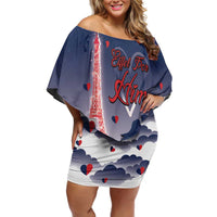 Personalized France Family Matching Off Shoulder Short Dress and Hawaiian Shirt Eiffel For Him - Wonder Print Shop