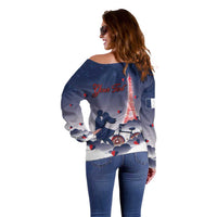 Personalized France Off Shoulder Sweater Eiffel For Him - Wonder Print Shop