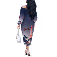 Personalized France Off The Shoulder Long Sleeve Dress Eiffel For Him - Wonder Print Shop