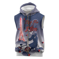 Personalized France Sleeveless Zip Hoodie Eiffel For Him - Wonder Print Shop
