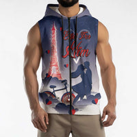 Personalized France Sleeveless Zip Hoodie Eiffel For Him - Wonder Print Shop