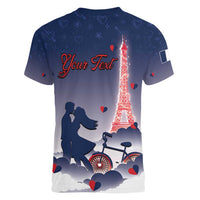 Personalized France Women V-Neck T-Shirt Eiffel For Him - Wonder Print Shop