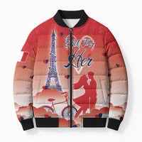 Personalized France Bomber Puffer Jacket Eiffel For Her - Wonder Print Shop