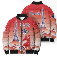 Personalized France Bomber Puffer Jacket Eiffel For Her - Wonder Print Shop