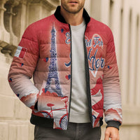 Personalized France Bomber Puffer Jacket Eiffel For Her - Wonder Print Shop
